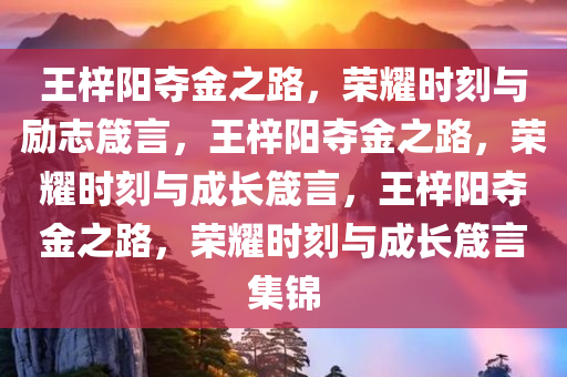 王梓阳夺金之路，荣耀时刻与励志箴言，王梓阳夺金之路，荣耀时刻与成长箴言，王梓阳夺金之路，荣耀时刻与成长箴言集锦