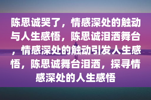 陈思诚哭了，情感深处的触动与人生感悟，陈思诚泪洒舞台，情感深处的触动引发人生感悟，陈思诚舞台泪洒，探寻情感深处的人生感悟