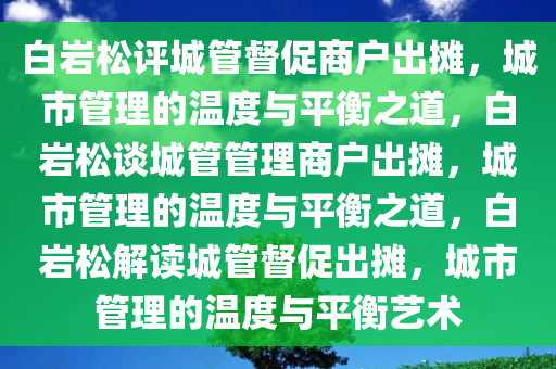 白岩松评城管督促商户出摊，城市管理的温度与平衡之道，白岩松谈城管管理商户出摊，城市管理的温度与平衡之道，白岩松解读城管督促出摊，城市管理的温度与平衡艺术