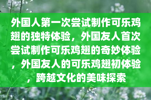 外国人第一次尝试制作可乐鸡翅的独特体验，外国友人首次尝试制作可乐鸡翅的奇妙体验，外国友人的可乐鸡翅初体验，跨越文化的美味探索