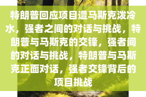 特朗普回应项目遭马斯克泼冷水，强者之间的对话与挑战，特朗普与马斯克的交锋，强者间的对话与挑战，特朗普与马斯克正面对话，强者交锋背后的项目挑战