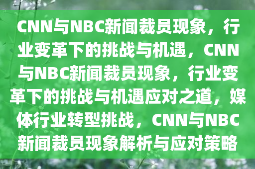 CNN与NBC新闻裁员现象，行业变革下的挑战与机遇，CNN与NBC新闻裁员现象，行业变革下的挑战与机遇应对之道，媒体行业转型挑战，CNN与NBC新闻裁员现象解析与应对策略