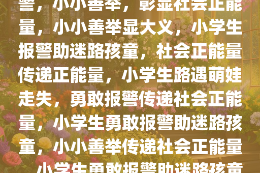 4名小学生路遇走失萌娃果断报警，小小善举，彰显社会正能量，小小善举显大义，小学生报警助迷路孩童，社会正能量传递正能量，小学生路遇萌娃走失，勇敢报警传递社会正能量，小学生勇敢报警助迷路孩童，小小善举传递社会正能量，小学生勇敢报警助迷路孩童，传递社会正能量