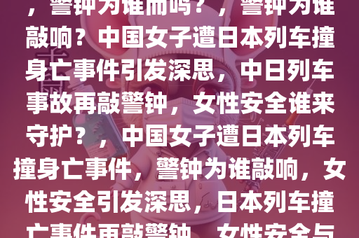 又一中国女子被日本列车撞死，警钟为谁而鸣？，警钟为谁敲响？中国女子遭日本列车撞身亡事件引发深思，中日列车事故再敲警钟，女性安全谁来守护？，中国女子遭日本列车撞身亡事件，警钟为谁敲响，女性安全引发深思，日本列车撞亡事件再敲警钟，女性安全与责任谁担当？