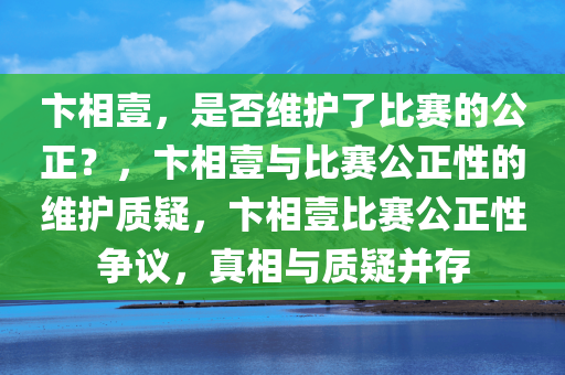 卞相壹，是否维护了比赛的公正？，卞相壹与比赛公正性的维护质疑，卞相壹比赛公正性争议，真相与质疑并存