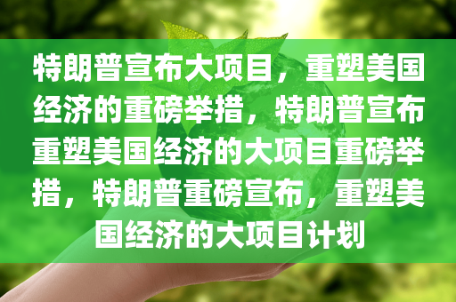 特朗普宣布大项目，重塑美国经济的重磅举措，特朗普宣布重塑美国经济的大项目重磅举措，特朗普重磅宣布，重塑美国经济的大项目计划