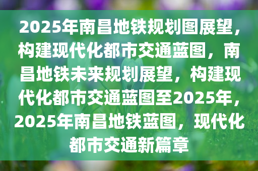 2025年南昌地铁规划图展望，构建现代化都市交通蓝图，南昌地铁未来规划展望，构建现代化都市交通蓝图至2025年，2025年南昌地铁蓝图，现代化都市交通新篇章