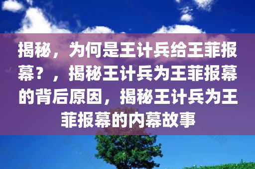 揭秘，为何是王计兵给王菲报幕？，揭秘王计兵为王菲报幕的背后原因，揭秘王计兵为王菲报幕的内幕故事