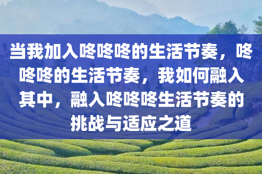 当我加入咚咚咚的生活节奏，咚咚咚的生活节奏，我如何融入其中，融入咚咚咚生活节奏的挑战与适应之道