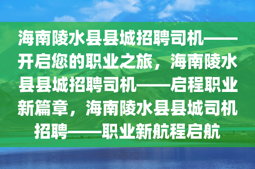 海南陵水县县城招聘司机——开启您的职业之旅，海南陵水县县城招聘司机——启程职业新篇章，海南陵水县县城司机招聘——职业新航程启航