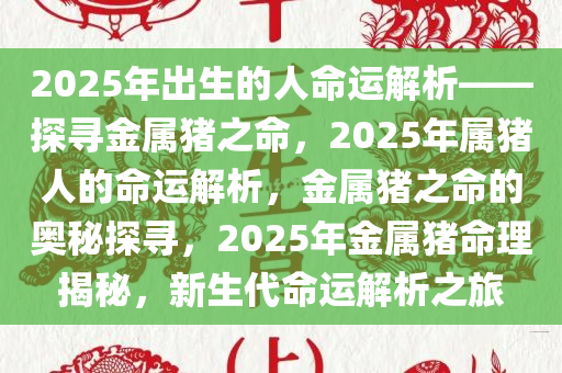 2025年出生的人命运解析——探寻金属猪之命，2025年属猪人的命运解析，金属猪之命的奥秘探寻，2025年金属猪命理揭秘，新生代命运解析之旅