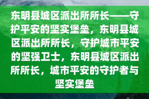 东明县城区派出所所长——守护平安的坚实堡垒，东明县城区派出所所长，守护城市平安的坚强卫士，东明县城区派出所所长，城市平安的守护者与坚实堡垒