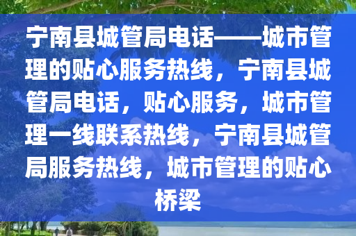 宁南县城管局电话——城市管理的贴心服务热线，宁南县城管局电话，贴心服务，城市管理一线联系热线，宁南县城管局服务热线，城市管理的贴心桥梁