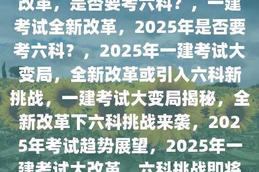 一建考试将在2025年迎来全新改革，是否要考六科？，一建考试全新改革，2025年是否要考六科？，2025年一建考试大变局，全新改革或引入六科新挑战，一建考试大变局揭秘，全新改革下六科挑战来袭，2025年考试趋势展望，2025年一建考试大改革，六科挑战即将来袭