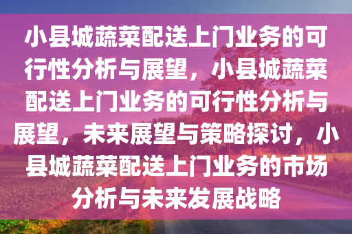 小县城蔬菜配送上门业务的可行性分析与展望，小县城蔬菜配送上门业务的可行性分析与展望，未来展望与策略探讨，小县城蔬菜配送上门业务的市场分析与未来发展战略