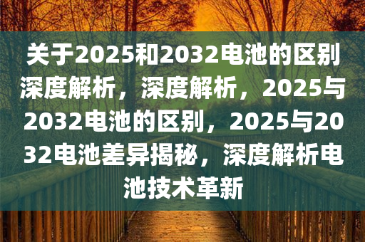 关于2025和2032电池的区别深度解析，深度解析，2025与2032电池的区别，2025与2032电池差异揭秘，深度解析电池技术革新