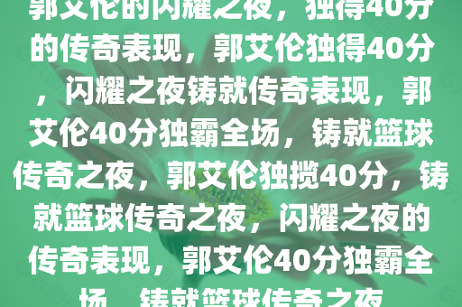 郭艾伦的闪耀之夜，独得40分的传奇表现，郭艾伦独得40分，闪耀之夜铸就传奇表现，郭艾伦40分独霸全场，铸就篮球传奇之夜，郭艾伦独揽40分，铸就篮球传奇之夜，闪耀之夜的传奇表现，郭艾伦40分独霸全场，铸就篮球传奇之夜