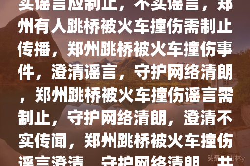 有人在郑州跳桥被火车撞伤？不实谣言应制止，不实谣言，郑州有人跳桥被火车撞伤需制止传播，郑州跳桥被火车撞伤事件，澄清谣言，守护网络清朗，郑州跳桥被火车撞伤谣言需制止，守护网络清朗，澄清不实传闻，郑州跳桥被火车撞伤谣言澄清，守护网络清朗，共同抵制不实信息