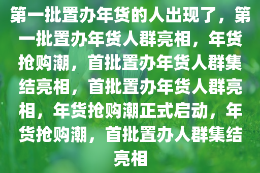 第一批置办年货的人出现了，第一批置办年货人群亮相，年货抢购潮，首批置办年货人群集结亮相，首批置办年货人群亮相，年货抢购潮正式启动，年货抢购潮，首批置办人群集结亮相