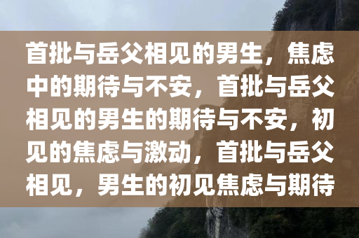 首批与岳父相见的男生，焦虑中的期待与不安，首批与岳父相见的男生的期待与不安，初见的焦虑与激动，首批与岳父相见，男生的初见焦虑与期待