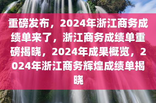 重磅发布，2024年浙江商务成绩单来了，浙江商务成绩单重磅揭晓，2024年成果概览，2024年浙江商务辉煌成绩单揭晓