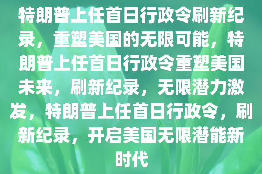 特朗普上任首日行政令刷新纪录，重塑美国的无限可能，特朗普上任首日行政令重塑美国未来，刷新纪录，无限潜力激发，特朗普上任首日行政令，刷新纪录，开启美国无限潜能新时代