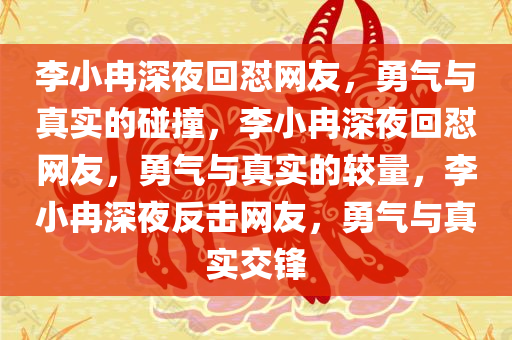 李小冉深夜回怼网友，勇气与真实的碰撞，李小冉深夜回怼网友，勇气与真实的较量，李小冉深夜反击网友，勇气与真实交锋