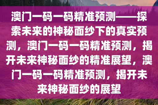 澳门一码一码精准预测——探索未来的神秘面纱下的真实预测，澳门一码一码精准预测，揭开未来神秘面纱的精准展望，澳门一码一码精准预测，揭开未来神秘面纱的展望