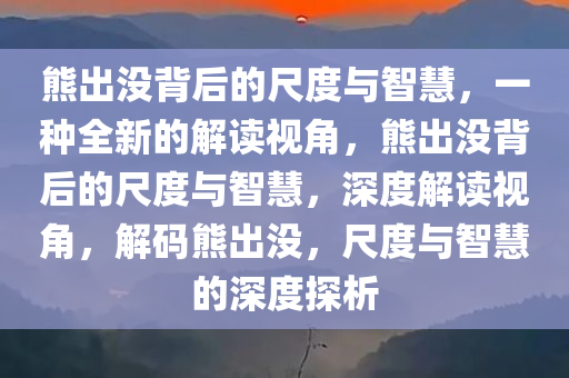 熊出没背后的尺度与智慧，一种全新的解读视角，熊出没背后的尺度与智慧，深度解读视角，解码熊出没，尺度与智慧的深度探析