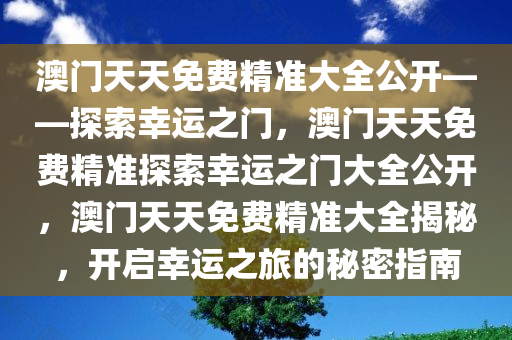 澳门天天免费精准大全公开——探索幸运之门，澳门天天免费精准探索幸运之门大全公开，澳门天天免费精准大全揭秘，开启幸运之旅的秘密指南