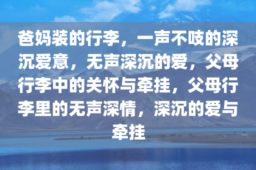 爸妈装的行李，一声不吱的深沉爱意，无声深沉的爱，父母行李中的关怀与牵挂，父母行李里的无声深情，深沉的爱与牵挂