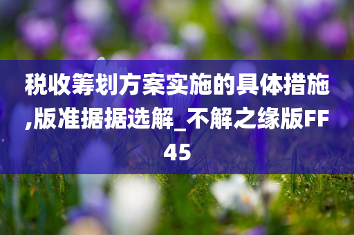 税收筹划方案实施的具体措施,版准据据选解_不解之缘版FF45