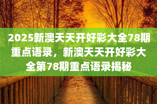 2025新澳天天开好彩大全78期重点语录，新澳天天开好彩大全第78期重点语录揭秘