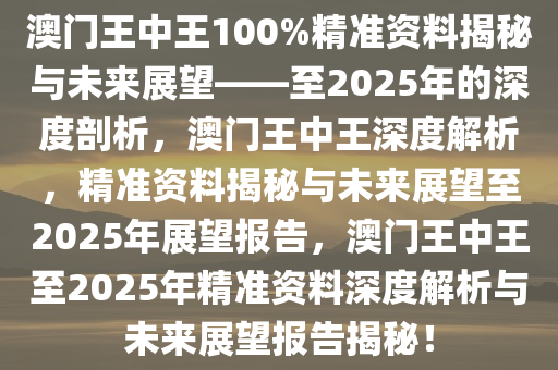 澳门王中王100%精准资料揭秘与未来展望——至2025年的深度剖析，澳门王中王深度解析，精准资料揭秘与未来展望至2025年展望报告，澳门王中王至2025年精准资料深度解析与未来展望报告揭秘！