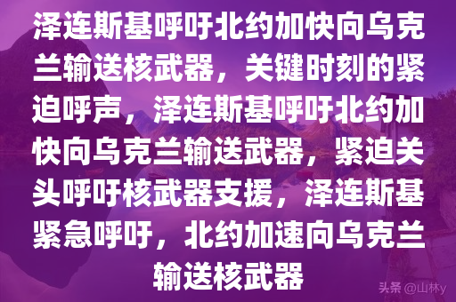 泽连斯基呼吁北约加快向乌克兰输送核武器，关键时刻的紧迫呼声，泽连斯基呼吁北约加快向乌克兰输送武器，紧迫关头呼吁核武器支援，泽连斯基紧急呼吁，北约加速向乌克兰输送核武器