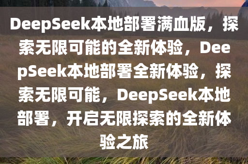 DeepSeek本地部署满血版，探索无限可能的全新体验，DeepSeek本地部署全新体验，探索无限可能，DeepSeek本地部署，开启无限探索的全新体验之旅