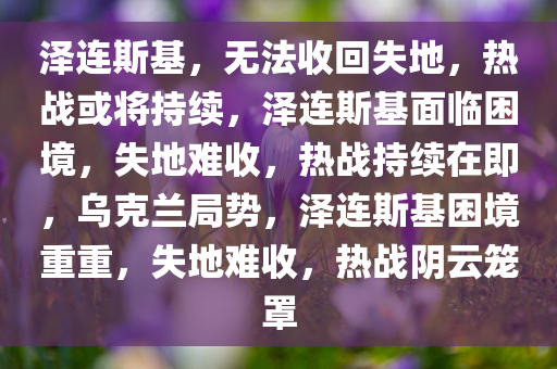 泽连斯基，无法收回失地，热战或将持续，泽连斯基面临困境，失地难收，热战持续在即，乌克兰局势，泽连斯基困境重重，失地难收，热战阴云笼罩