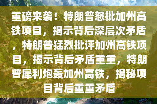 重磅来袭！特朗普怒批加州高铁项目，揭示背后深层次矛盾，特朗普猛烈批评加州高铁项目，揭示背后矛盾重重，特朗普犀利炮轰加州高铁，揭秘项目背后重重矛盾