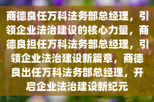 商德良任万科法务部总经理，引领企业法治建设的核心力量，商德良担任万科法务部总经理，引领企业法治建设新篇章，商德良出任万科法务部总经理，开启企业法治建设新纪元