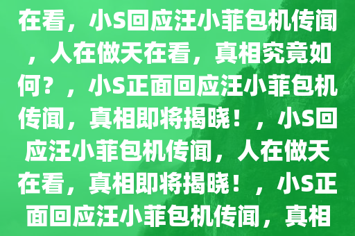 小S否认汪小菲包机，人在做天在看，小S回应汪小菲包机传闻，人在做天在看，真相究竟如何？，小S正面回应汪小菲包机传闻，真相即将揭晓！，小S回应汪小菲包机传闻，人在做天在看，真相即将揭晓！，小S正面回应汪小菲包机传闻，真相即将揭晓！