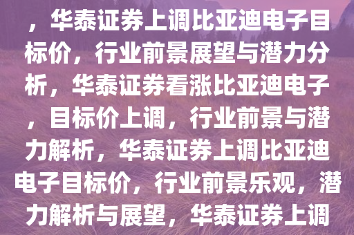 华泰证券积极上调比亚迪电子目标价，行业前景与潜力展望，华泰证券上调比亚迪电子目标价，行业前景展望与潜力分析，华泰证券看涨比亚迪电子，目标价上调，行业前景与潜力解析