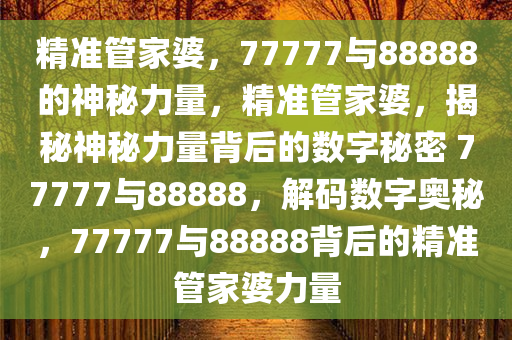 精准管家婆，77777与88888的神秘力量，精准管家婆，揭秘神秘力量背后的数字秘密 77777与88888，解码数字奥秘，77777与88888背后的精准管家婆力量