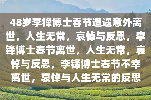 48岁李锋博士春节遭遇意外离世，人生无常，哀悼与反思，李锋博士春节离世，人生无常，哀悼与反思，李锋博士春节不幸离世，哀悼与人生无常的反思