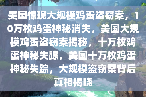 美国惊现大规模鸡蛋盗窃案，10万枚鸡蛋神秘消失，美国大规模鸡蛋盗窃案揭秘，十万枚鸡蛋神秘失踪，美国十万枚鸡蛋神秘失踪，大规模盗窃案背后真相揭晓