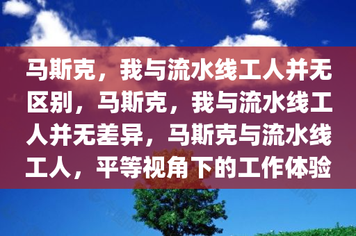 马斯克，我与流水线工人并无区别，马斯克，我与流水线工人并无差异，马斯克与流水线工人，平等视角下的工作体验