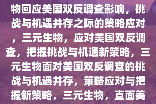 三元生物回应美国双反调查影响，挑战与机遇并存，三元生物回应美国双反调查影响，挑战与机遇并存之际的策略应对，三元生物，应对美国双反调查，把握挑战与机遇新策略，三元生物面对美国双反调查的挑战与机遇并存，策略应对与把握新策略，三元生物，直面美国双反调查，策略应对挑战与机遇