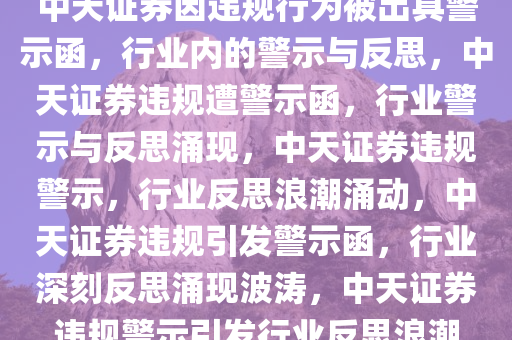 中天证券因违规行为被出具警示函，行业内的警示与反思，中天证券违规遭警示函，行业警示与反思涌现，中天证券违规警示，行业反思浪潮涌动