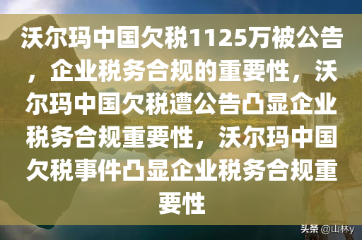 沃尔玛中国欠税1125万被公告，企业税务合规的重要性，沃尔玛中国欠税遭公告凸显企业税务合规重要性，沃尔玛中国欠税事件凸显企业税务合规重要性