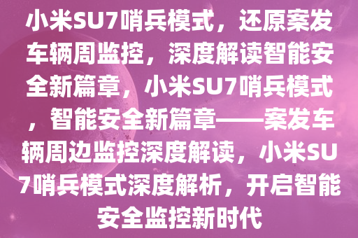 小米SU7哨兵模式，还原案发车辆周监控，深度解读智能安全新篇章，小米SU7哨兵模式，智能安全新篇章——案发车辆周边监控深度解读，小米SU7哨兵模式深度解析，开启智能安全监控新时代