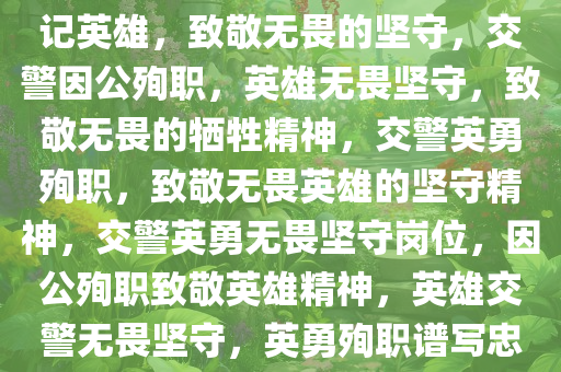 一交警遭嫌犯冲撞因公牺牲，铭记英雄，致敬无畏的坚守，交警因公殉职，英雄无畏坚守，致敬无畏的牺牲精神，交警英勇殉职，致敬无畏英雄的坚守精神，交警英勇无畏坚守岗位，因公殉职致敬英雄精神，英雄交警无畏坚守，英勇殉职谱写忠诚赞歌